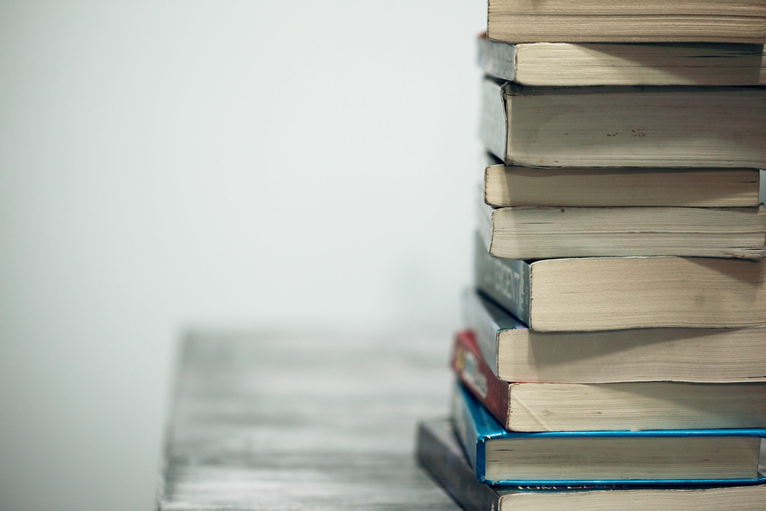 stack of books justified right